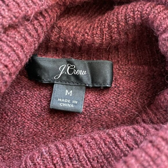 J Crew Womens Supersoft Sweater Sz Medium Burgundy Turtleneck Alpaca Wool Blend - Picture 10 of 10